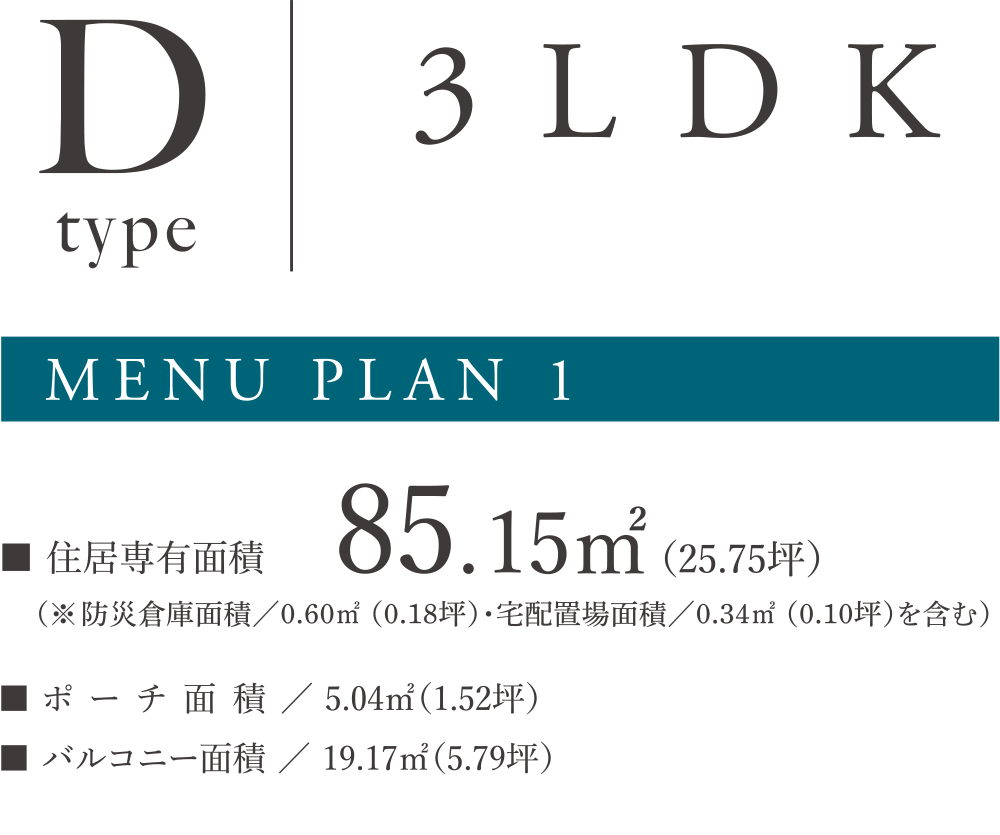 TYPE D ３ＬＤＫメニュープラン1